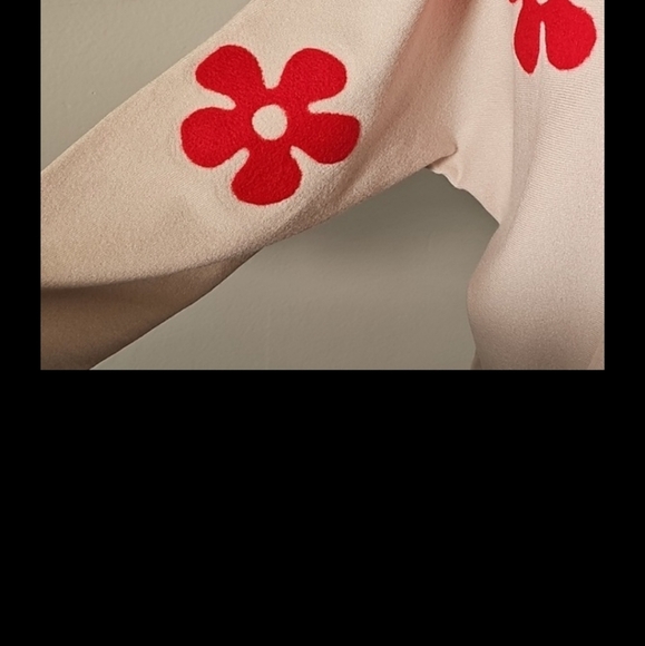 Floral Patterned Beige Top. Super Soft Fun Lighweight Sweater. XL - Picture 6 of 7